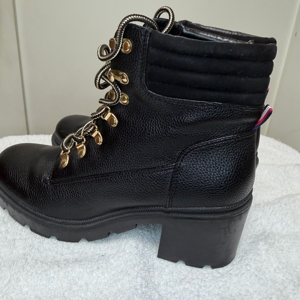 Tommy Hilfiger Black Combat Boots with Gold Details - Picture 16 of 16